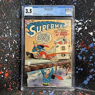 Buy Superman #123 (Aug 1958, DC) 1st APPEARANCE SUPERGIRL - CGC GRADED 3.5 • 249.04£