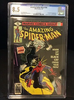Buy Amazing Spiderman 194 CGC 8.5 NEWSSTAND 1st Appearance Black Cat Felicia Hardy • 241.28£