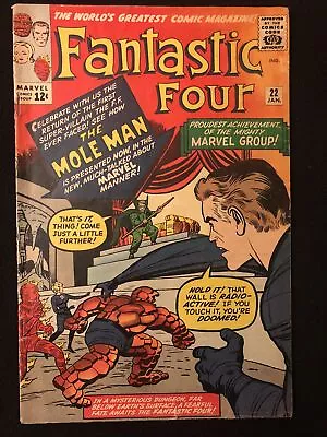 Buy Fantastic Four 22 3.5 4.0 Marvel 1963 Mylite 2 Double Boarded The Mole Man Oq • 96.51£