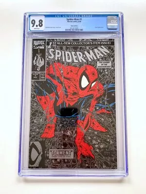 Buy SPIDER-MAN #1 CGC 9.8 WP (1990)  Silver Edition Todd McFarlane Classic Cover • 70.90£