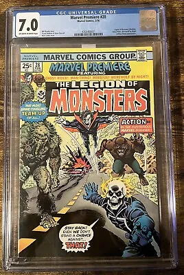 Buy Marvel Premiere #28 1st Legion Of Monsters CGC 7.0 White Pages Marvel 1976 • 158.06£