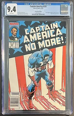 Buy Captain America #332 CGC 9.4 WHITE PAGE NEWSSTAND! NICE! 🔥🔑 • 55.42£
