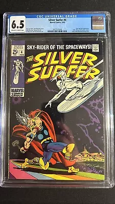 Buy SILVER SURFER #4 (CGC 6.5) SILVER AGE KEY 1st SURFER VS THOR ICONIC COVER 🔥 • 672.02£