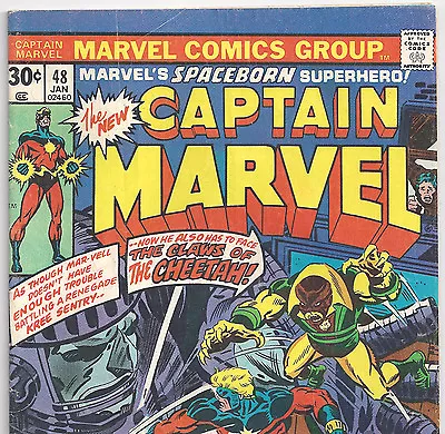 Buy Captain Marvel #48 Battles Kree Sentry & Cheetah From Jan 1977 In VG- Condition • 7.19£