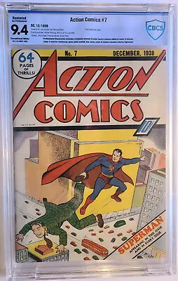 Buy Action Comics #7 CBCS 9.4 (R) Siegel, Shuster, Guardineer, 2nd Superman Cover • 199,351.51£