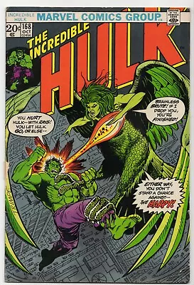 Buy Incredible Hulk #168 Marvel Comics 1973 1st Appearance Of Harpy • 12.04£