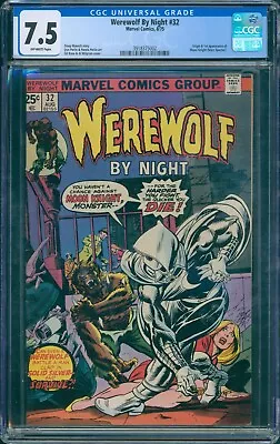 Buy Werewolf By Night #32 1975 CGC 7.5 OW Pages! 1st Appearance Of Moon Knight! • 844.64£