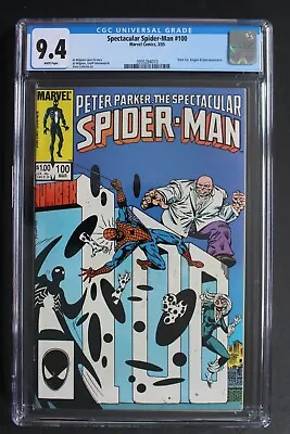 Buy SPECTACULAR SPIDER-MAN #100 Dr Ohnn SPOT Black Cat Symbiote Kingpin 1985 CGC 9.4 • 78.06£