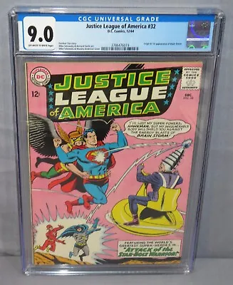 Buy JUSTICE LEAGUE OF AMERICA #32 (Brain Storm 1st App) CGC 9.0 VF/NM DC Comics 1964 • 166.02£