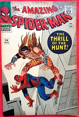 Buy Spider-Man 34 Marvel Silver Age 1966  The Thrill Of The Hunt  Steve Dikto Art • 234.99£