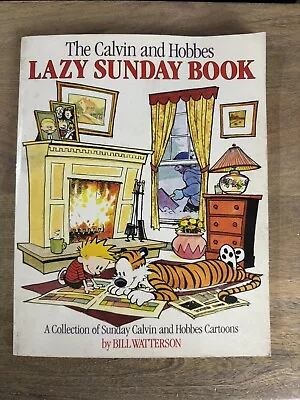 Buy Vintage 1989 Calvin And Hobbes Lazy Sunday Book Comics Cartoons 1980s Watterson  • 6.32£