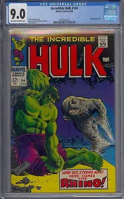 Buy Incredible Hulk #104 Cgc 9.0 Rhino Marie Severin Frank Giacoia • 359.78£