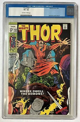 Buy THOR #163 CGC Old Label 8.5 OW-W 2nd Cameo Of HIM Adam Warlock Kirby 1969 Marvel • 121.64£