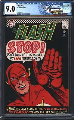 Buy D.C Comics Flash 163 8/66 FANTAST CGC 9.0 Off White To White Pages • 105.93£