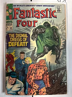 Buy Fantastic Four #58 - Silver Surfer, Doctor Doom - Nice Low Grade Copy Kirby Cvr • 23.75£