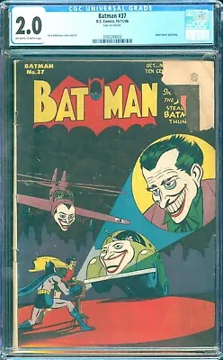 Buy Batman #37 (1946) CGC 2.0 -- O/w To White Pages; Jerry Robinson Joker Cover • 767.83£