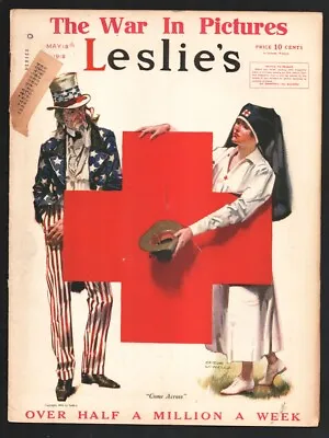 Buy Leslie's Illustrated Weekly 5/18/1918-Historic Uncle Sam & Red Cross Cover By... • 139.41£