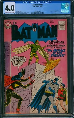 Buy Batman #126 ⭐ CGC 4.0 ⭐ 1st App Of FIREFLY Ted Carson! Silver Age DC Comic 1959 • 181.05£