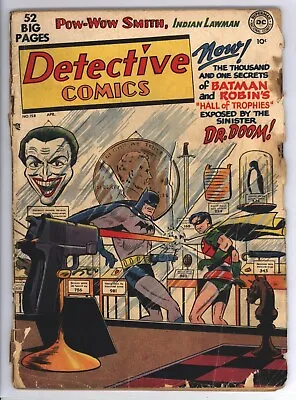 Buy * DETECTIVE Comics #158 (1950) Batman Robin Joker Cover! Wenker Copy Fair 1.0 * • 238.96£