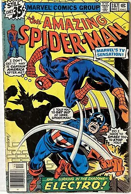 Buy Amazing Spider-Man #187 Marvel 1978 Captain America Jim Starlin GD-VG • 7.90£