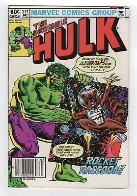Buy 1982 Incredible Hulk #271 1st Appearance Of Rocket Raccoon Rare Newsstand Key • 138.23£
