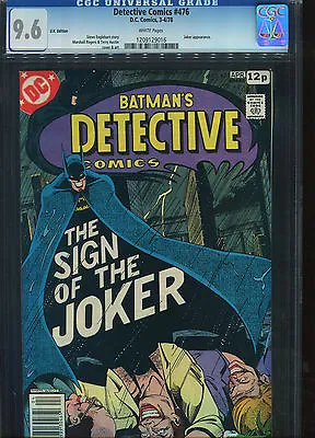 Buy Detective Comics#476 CGC 9.6 Type 1A U.S Published U.K Pence Cover Price Variant • 1,999.99£