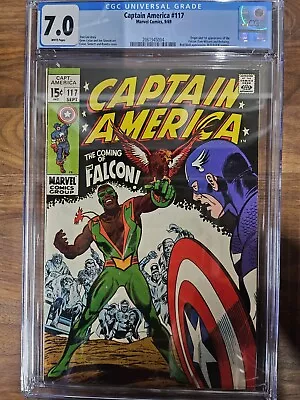 Buy CAPTAIN AMERICA #117 CGC 7.0 Key 1st FALCON APPEARANCE WHITE PAGES • 402.14£
