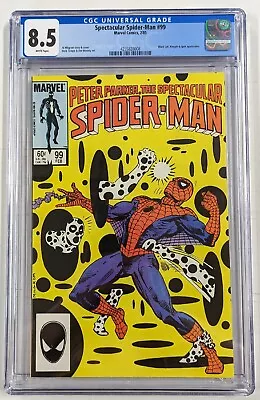 Buy Spectacular Spider-Man #99 CGC 8.5 White Pages Black Cat, Kingpin & Spot App • 63.56£