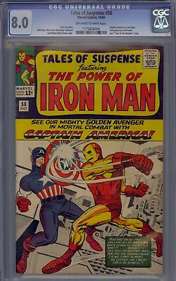 Buy Tales Of Suspense #58 Cgc 8.0 Captain America Vs Iron Man 2nd Kraven Jack Kirby • 609.68£