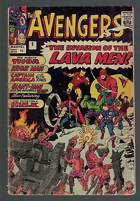 Buy Marvel Comics  Avengers 5 Lava Man 1964  VG- 3.5 Hulk Thor Captain America  • 159.99£