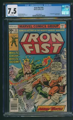 Buy Iron Fist #14 CGC 7.5 White Pages 1st Appearance Sabretooth Marvel 1977 New Slab • 303.43£