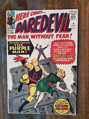 Buy DAREDEVIL #4 Marvel Comic 1964 SILVER Age Mid Grade 1st Purple Man • 118.58£