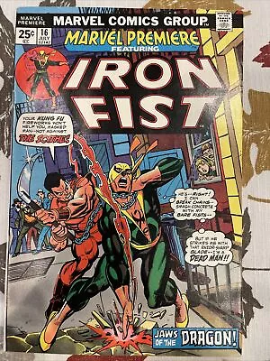Buy Marvel Premiere #16 FN+/VF- Marvel 1974, 2nd Iron Fist, Roy Thomas, Larry Hama • 19.86£