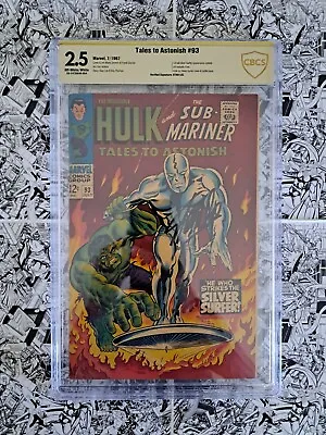 Buy 🔥tales To Astonish #93 Cbcs 2.5 Signed By Stan Lee Silver Surfer Vs Hulk 1967🔥 • 553.31£