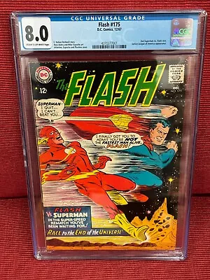 Buy Flash #175 CGC 8.0 HIGH GRADE DC Comic KEY 2nd Race Vs Superman, JLA Appearance • 237.18£