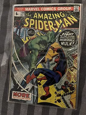 Buy AMAZING SPIDER-MAN #120 Vs The Hulk Marvel 1973 • 59.99£