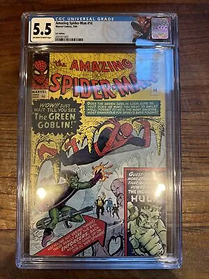 Buy Amazing Spider-Man #14 CGC 5.5 OFF-WHITE TO WHITE Steve Ditko 1964 Marvel Comics • 2,150£