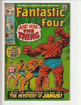 Buy Fantastic Four # 107 Fine Marvel Comic Book 1971 Classic Thing Cover 1st Janus • 26.50£