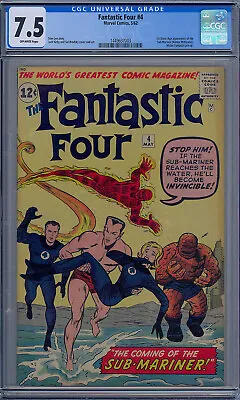 Buy Cgc 7.5 Fantastic Four #4 1st Silver Age Appearance Of The Sub-mariner Ow Pgs • 5,596.63£