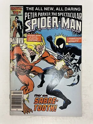 Buy Spectacular Spider-Man #116 Newsstand 1st App Foreigner Sabretooth 1986 Marvel • 21.44£