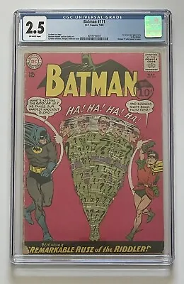 Buy Batman #171. May 1965. Dc. 2.5 Cgc. 1st Silver Age App Of The Riddler!  • 350£