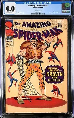 Buy Amazing Spider-Man #47 1967 CGC 4.0 OW/W UKPV | Kraven The Hunter | 4330272003 • 95£