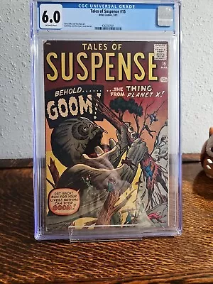 Buy TALES OF SUSPENSE #15 CGC 6.0, 1961,  Behold Goom! The Thing From Planet X RARE! • 473.57£