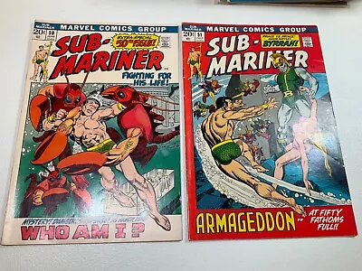 Buy (2) 1972 Marvel Sub-Mariner Comic Books #50 & #51 - 1st Appearance Of Namorita • 215.81£