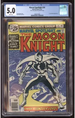 Buy Marvel Spotlight 28 CGC 5.0 1st Solo Moon Knight Story Don Perlin Cover 1976 • 55.43£