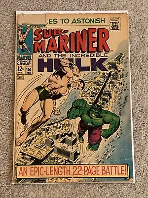 Buy Tales To Astonish #100 1968 Marvel Comics Sub-Mariner And The Incredible Hulk • 31.35£