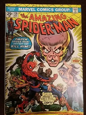 Buy Comics: Amazing Spiderman 138, 1974, Cents Copy, 1st Appearance Mindworm. • 40£