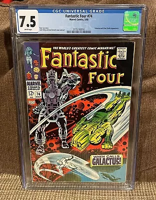 Buy Fantastic Four 74 1968 CGC 7.5 White Pages Silver Surfer, Jack Kirby, Stan Lee • 128.68£
