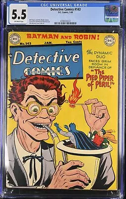 Buy Detective Comics #143 CGC FN- 5.5 Off White Golden Age Batman Robin 1949! • 426.14£