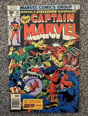 Buy Captain Marvel 50. 1977. Super Adaptoid, The Avengers. 1st Appearance Dr Minerva • 20£